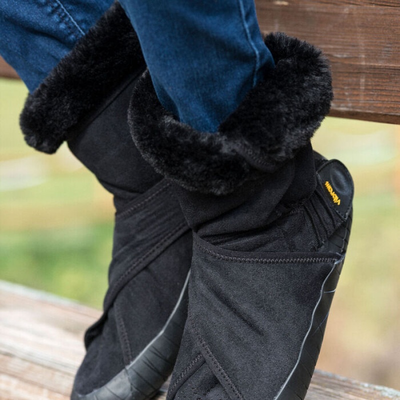 Vibram Furoshiki Eastern Traveler Classic Shearling Mid Støvler Dame Sort | ADQTJH149